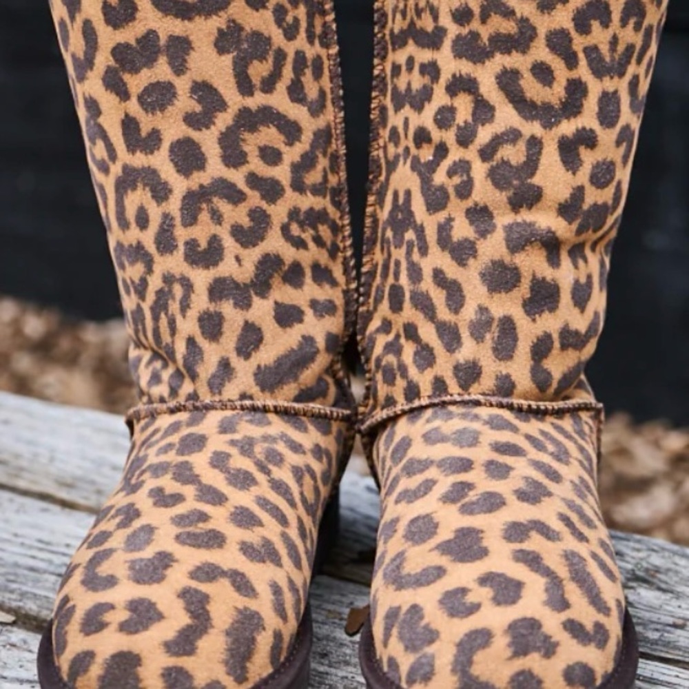 Leopard Print Women's Custom Ordered Tall Ugg Boots - Picture 4 of 8